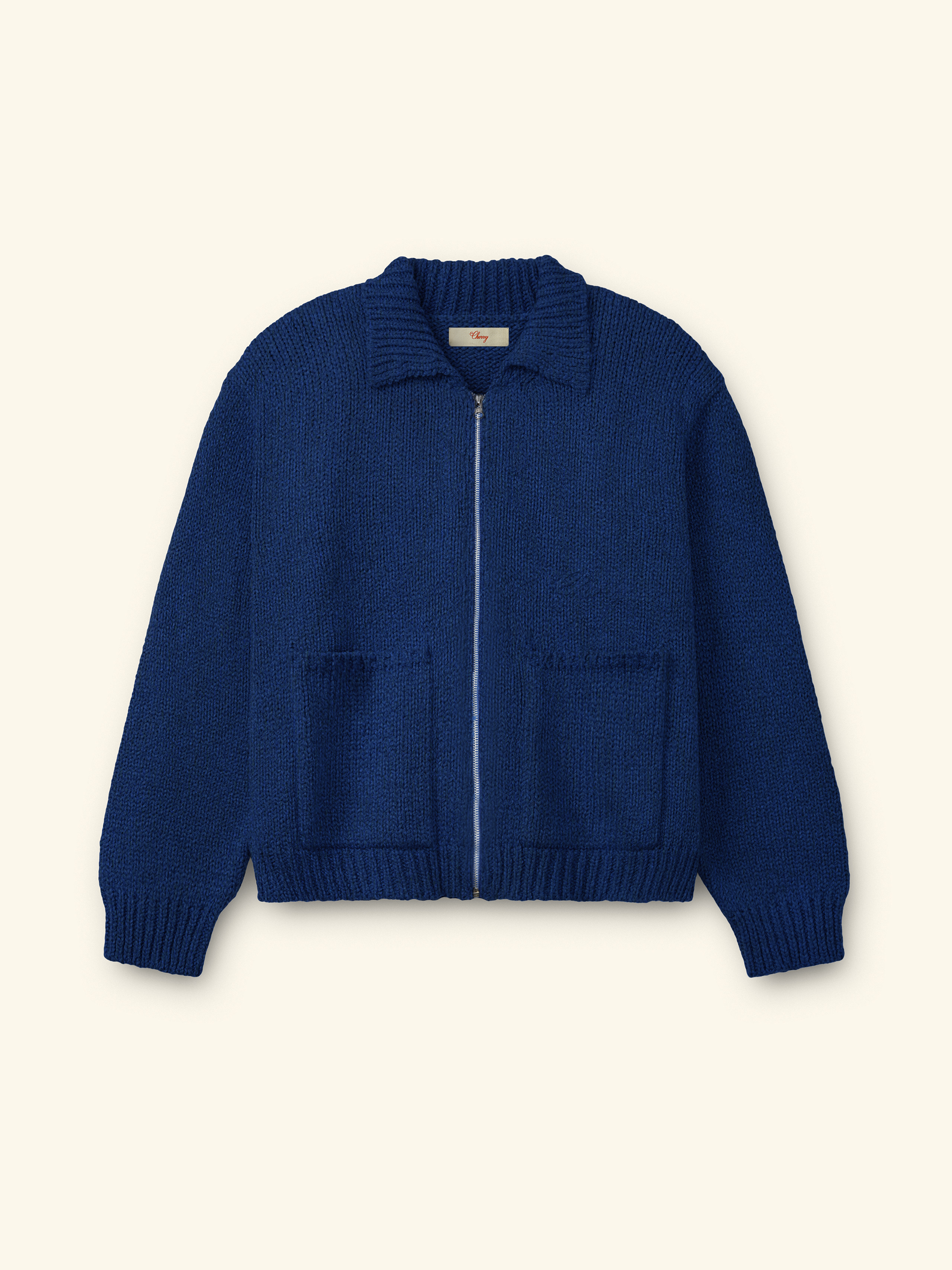 Image of 5 Star Knit Zip Jacket (Navy)