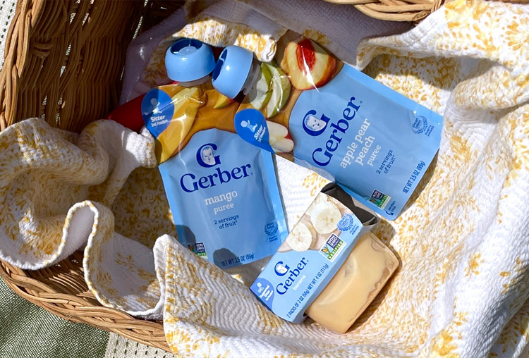Image of Gerber baby food products in a basket