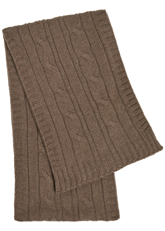JOHN SMEDLEY Wooton cable-knit cashmere and wool-blend scarf