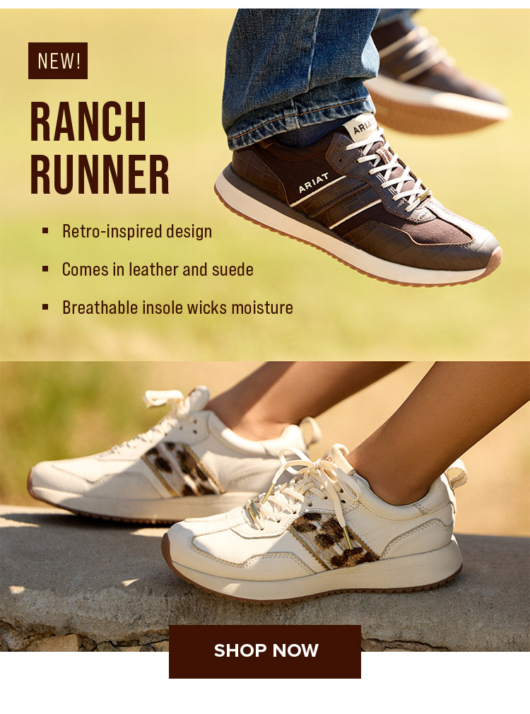 Shop New Ranch Runner - retro-inspired design, comes in leather and suede, breathable insole wicks moisture