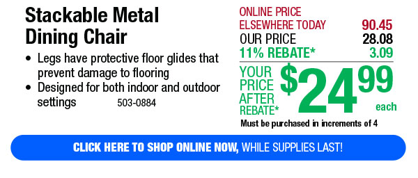 Stackable Metal Dining Chair - Free Shipping To Store!
