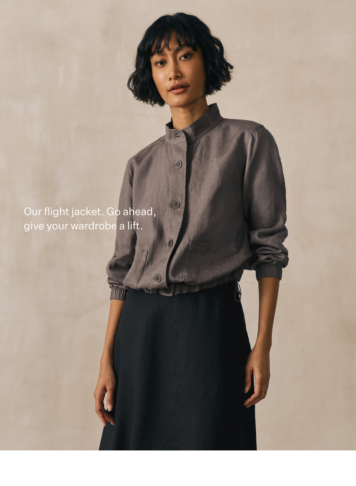 Our flight jacket. Go ahead, give your wardrobe a lift.