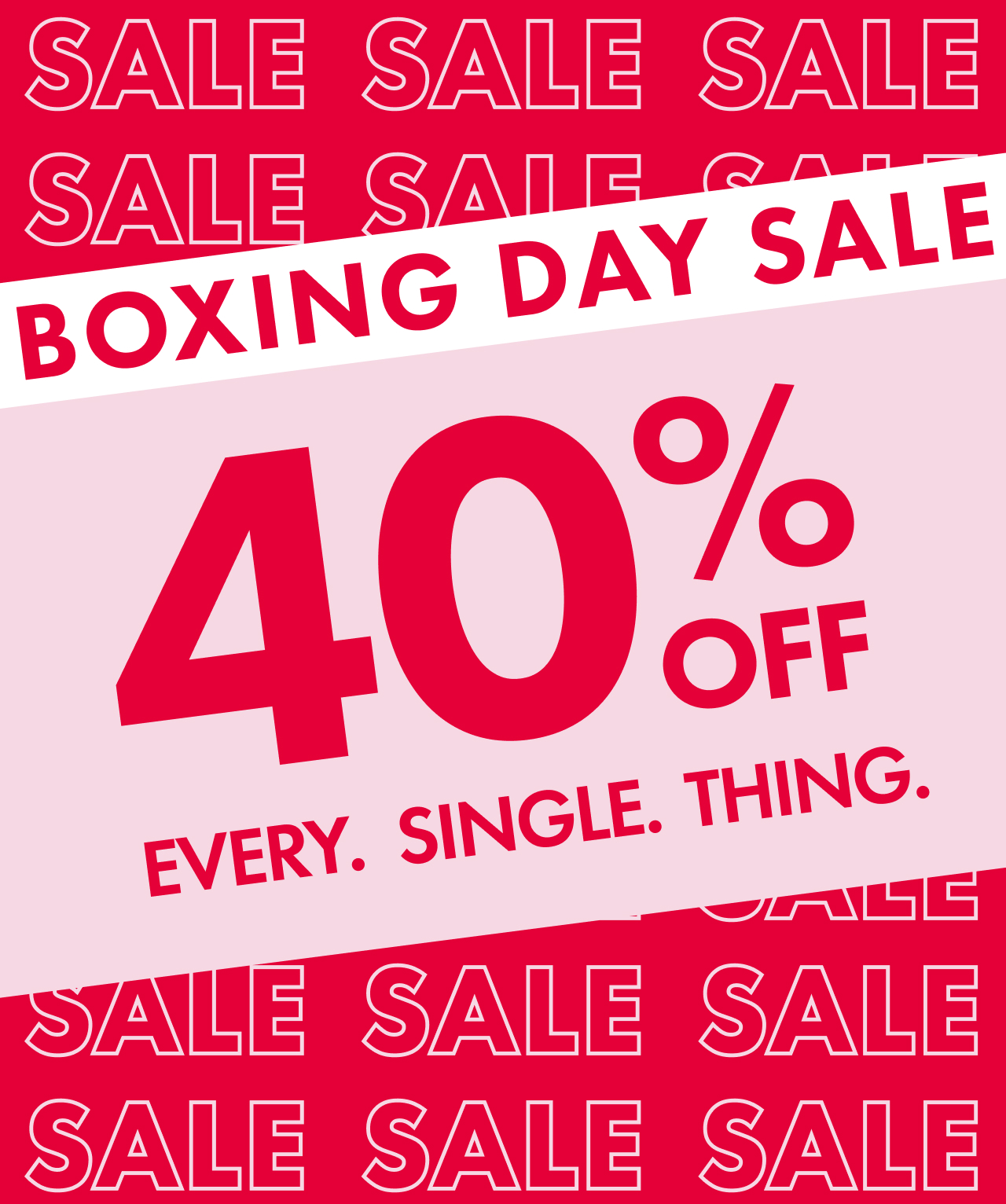 Boxing day sales 40% off