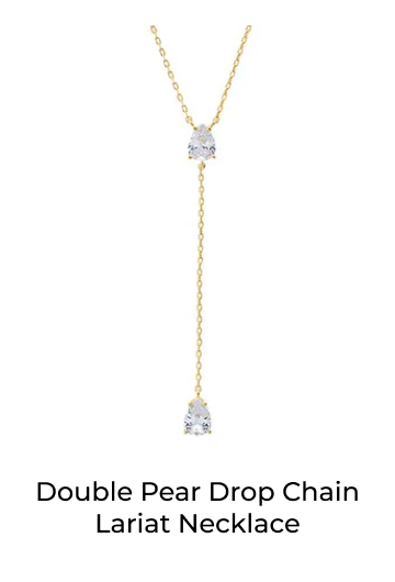 Double Pear Drop Chain Lariat Necklace