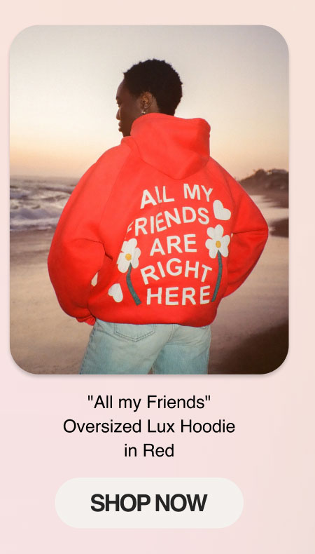 "All my Friends" Oversized Lux Hoodie in Red