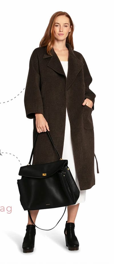 Big Girl Belted Wool Blend Coat - Brown
