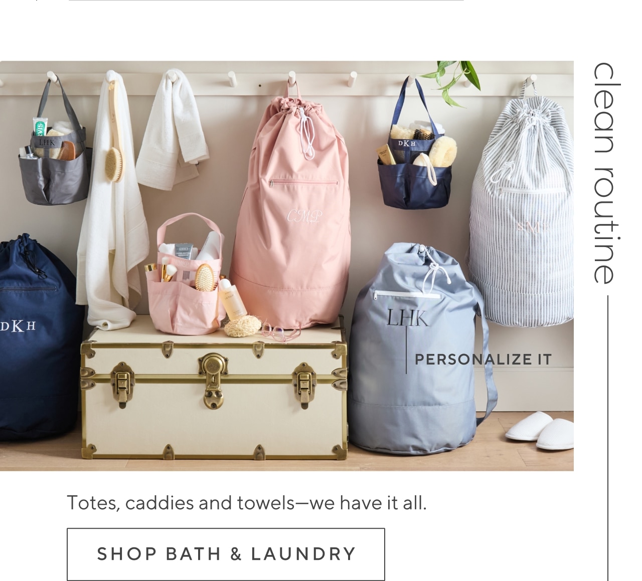 Clean routine. Shop bath & laundry
