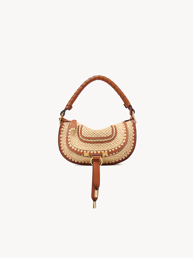 Mini Marcie shoulder bag in raffia-effect