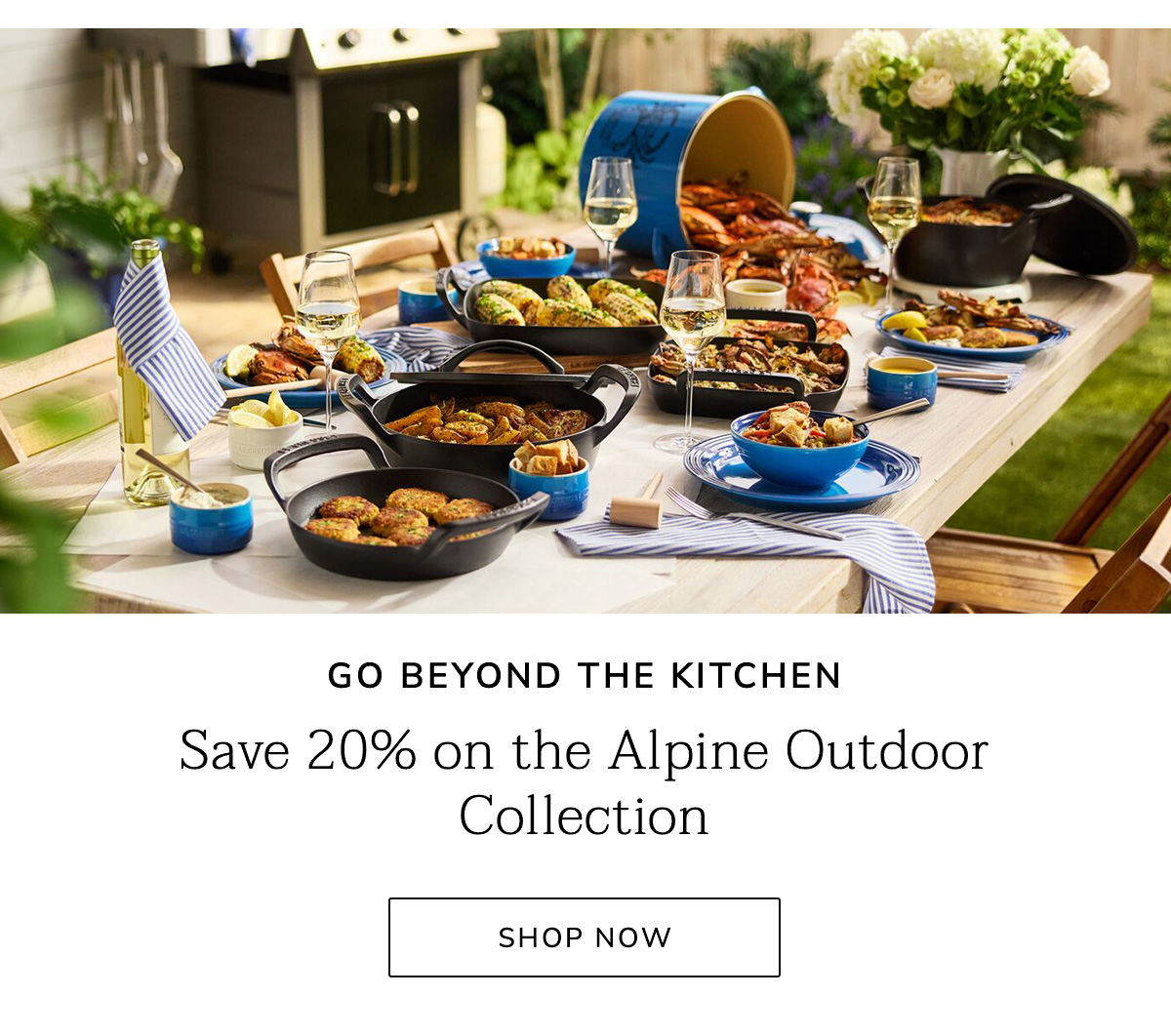 GO BEYOND THE KITCHEN: Save 20% on the Alpine Outdoor Collection - SHOP NOW