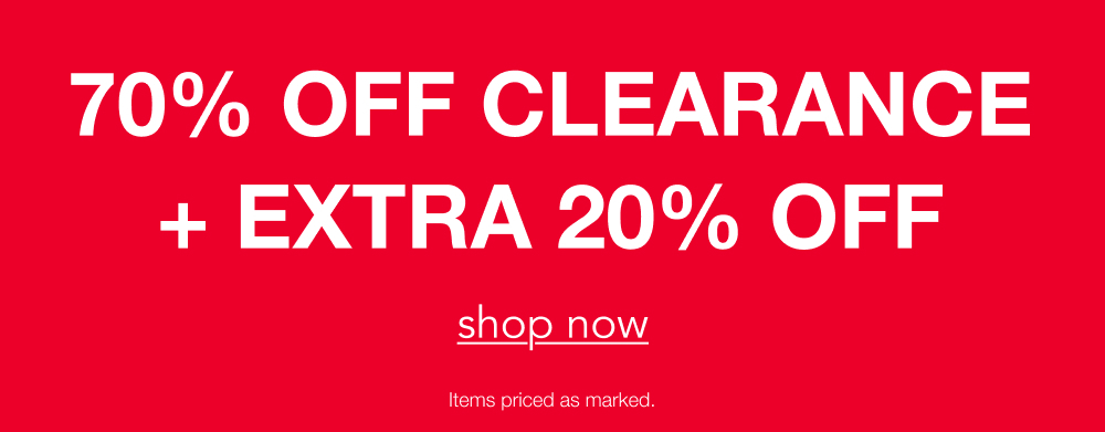 70% Off Clearance + Extra 20% Off