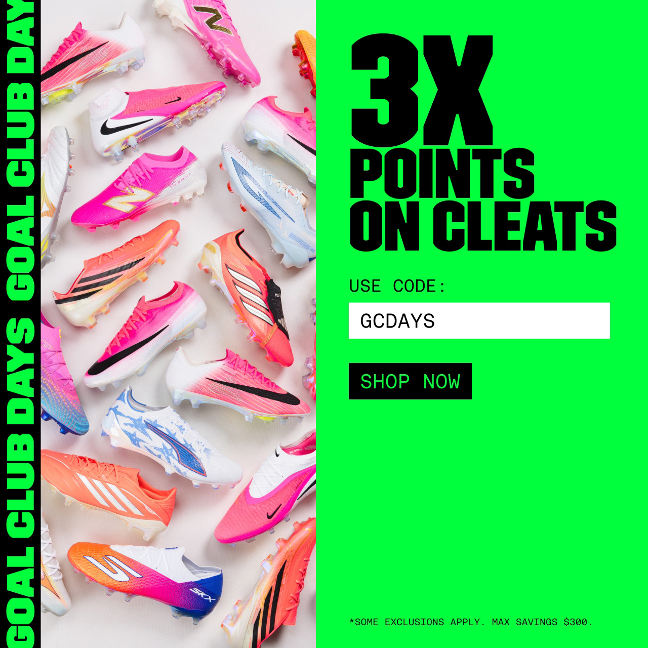 3X Points on Cleats