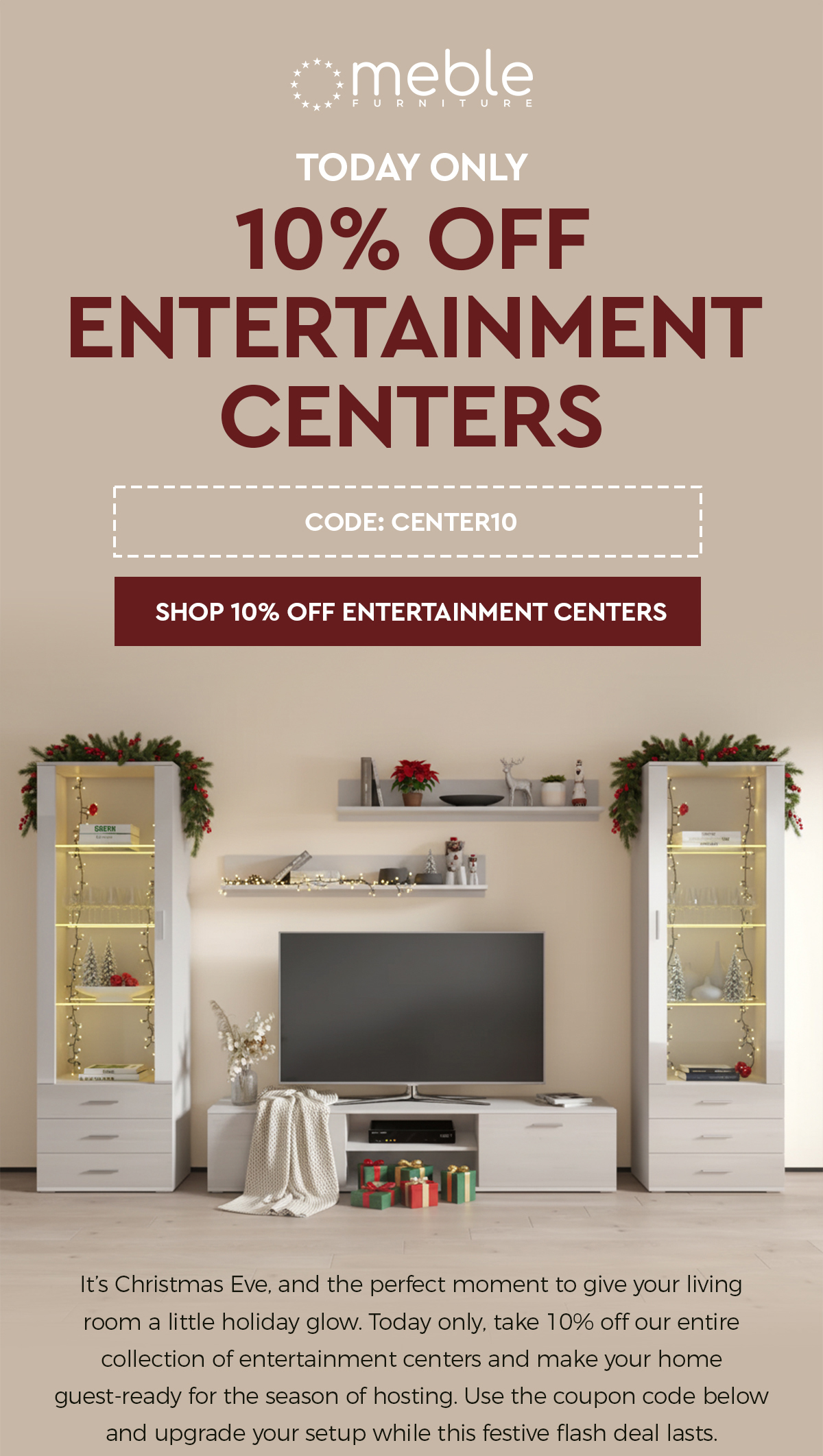 get 10% off entertainment centers