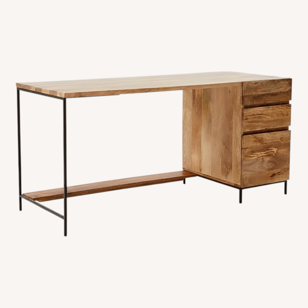 Image of West Elm Industrial Light Brown Wood Desk