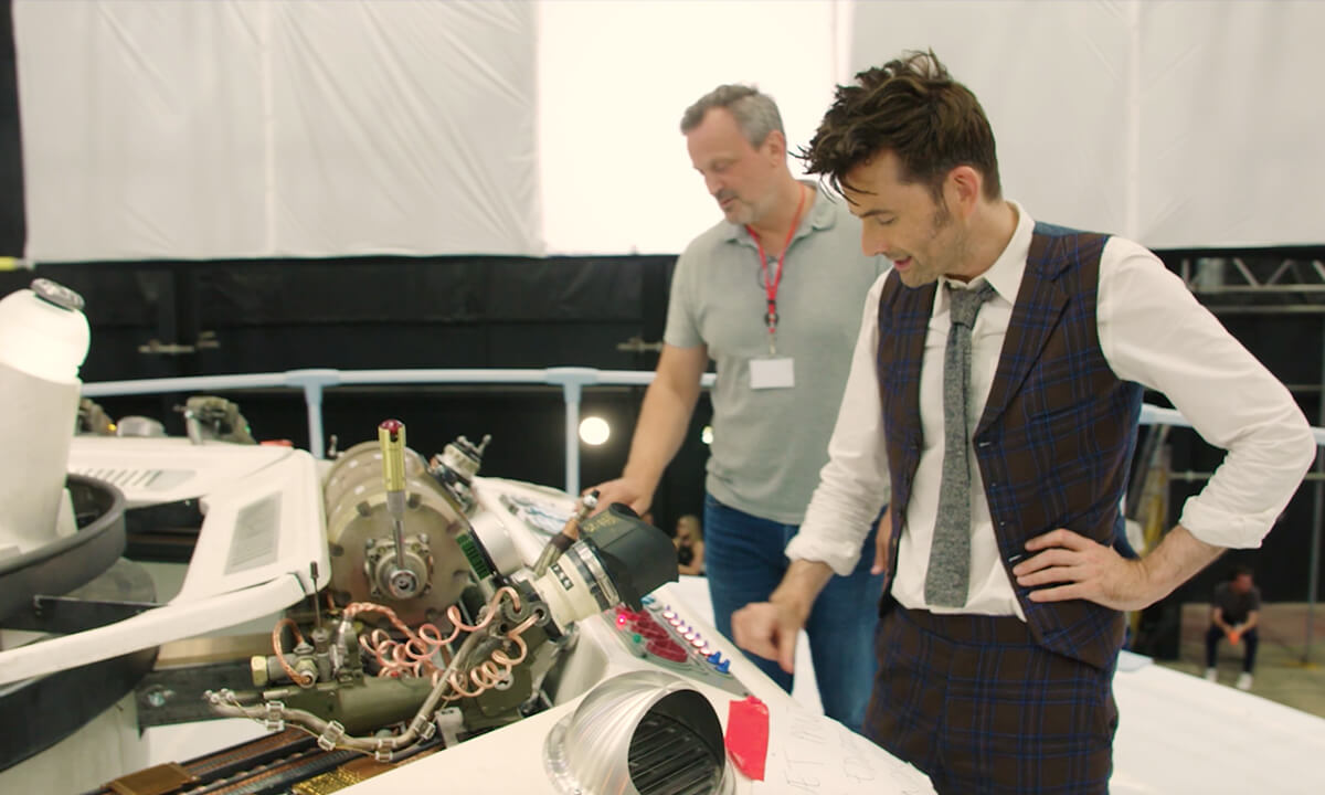 David Tennant on the set of the new TARDIS