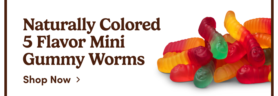 Naturally Colored 5 Flavor Mini Gummy Worms; Shop Now