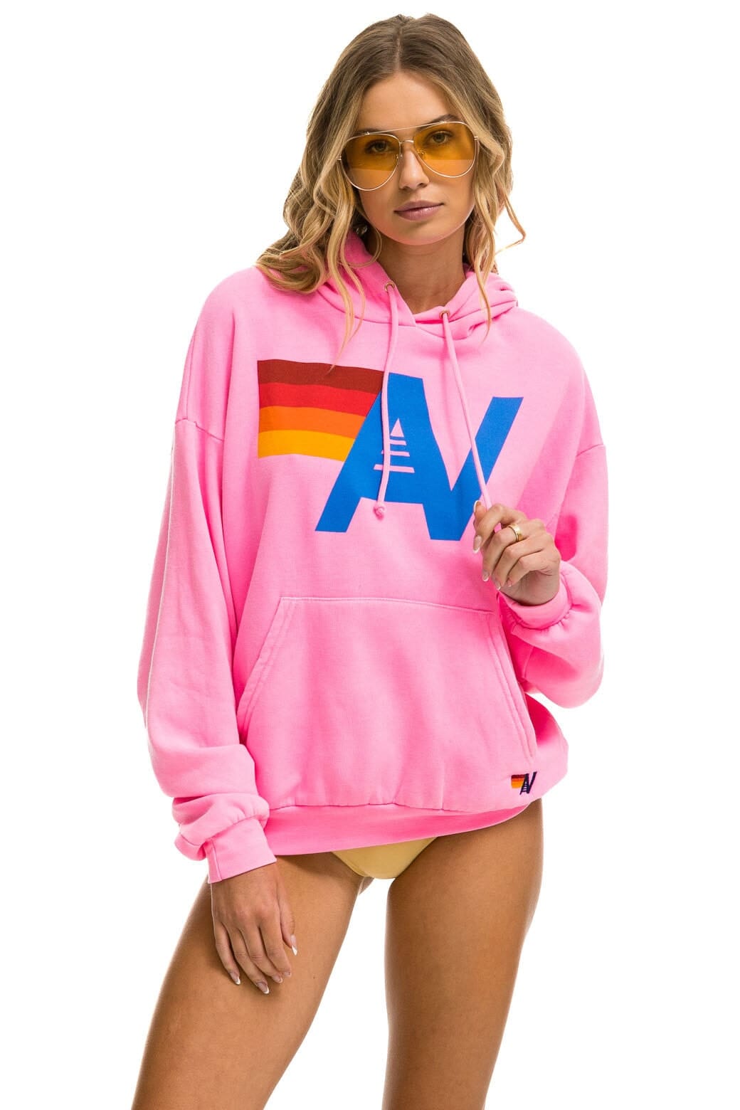Image of LOGO PULLOVER RELAXED HOODIE - NEON PINK