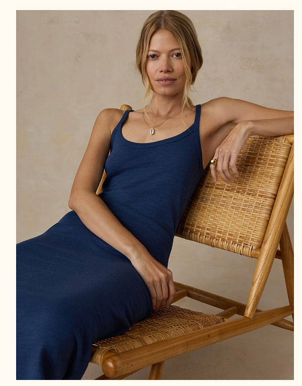 Sunwashed Slub Tank Dress - Sea Navy
