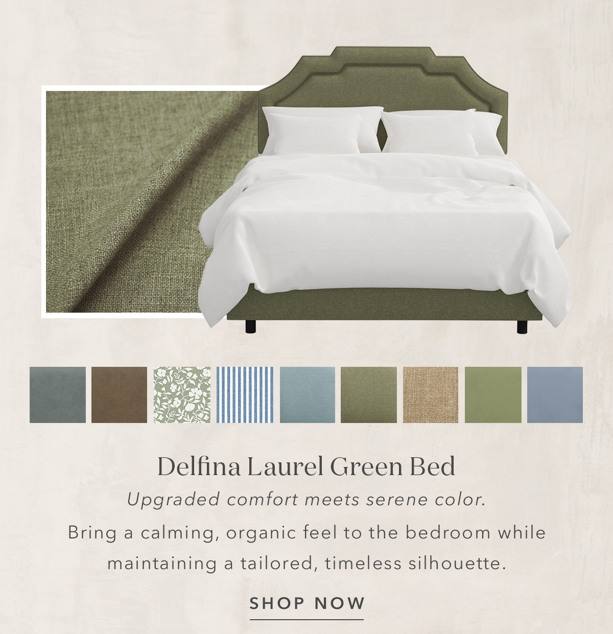Delfina Laurel Green Textured Bed - Queen