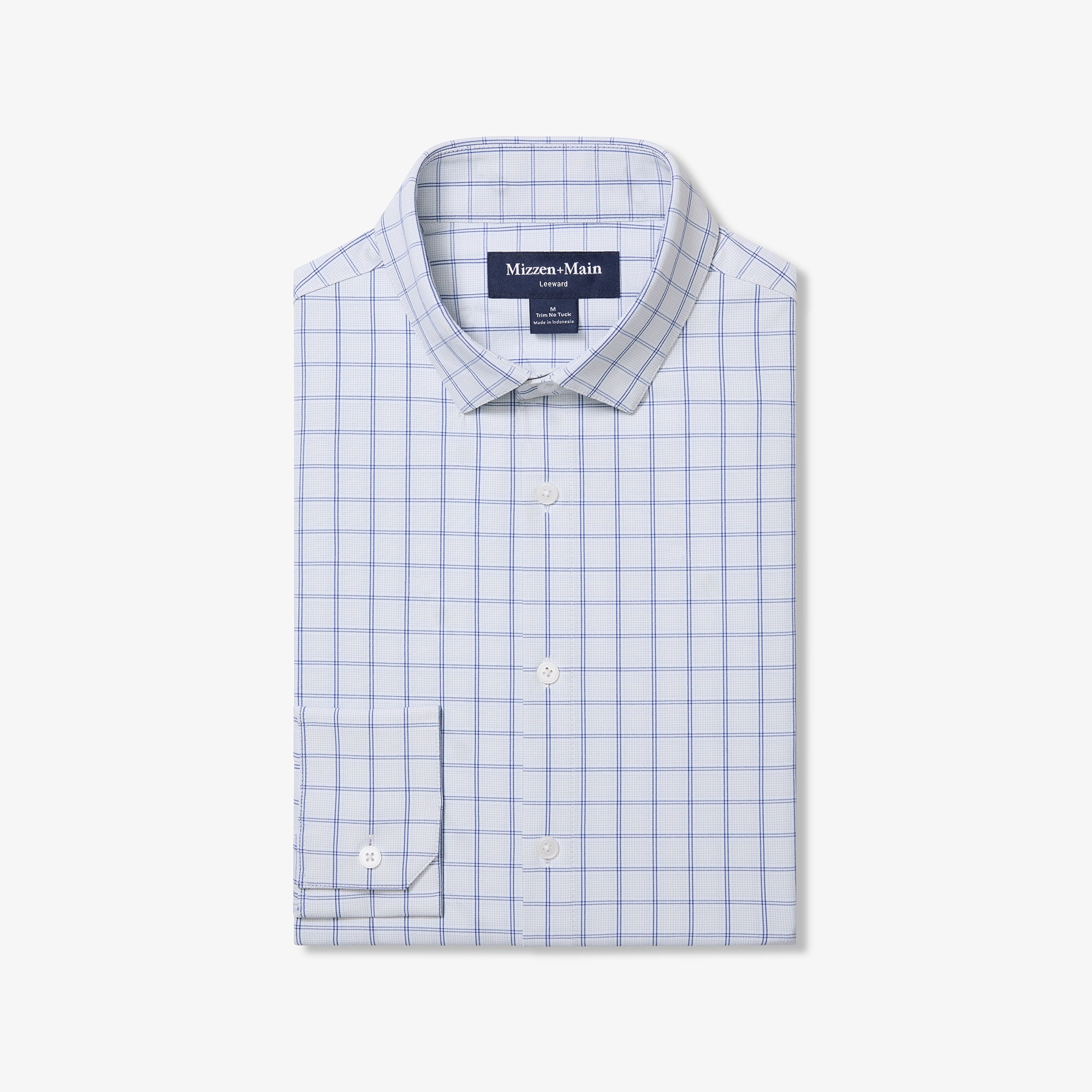 Image of Cobalt Hampton Plaid Leeward No Tuck Long Sleeve Dress Shirt