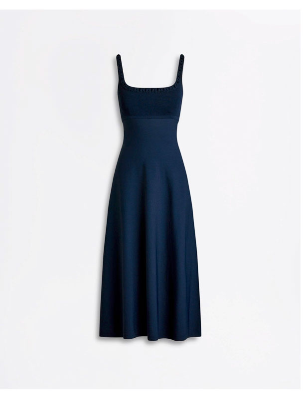 Crepe Knit Daisy Neck Dress Navy 