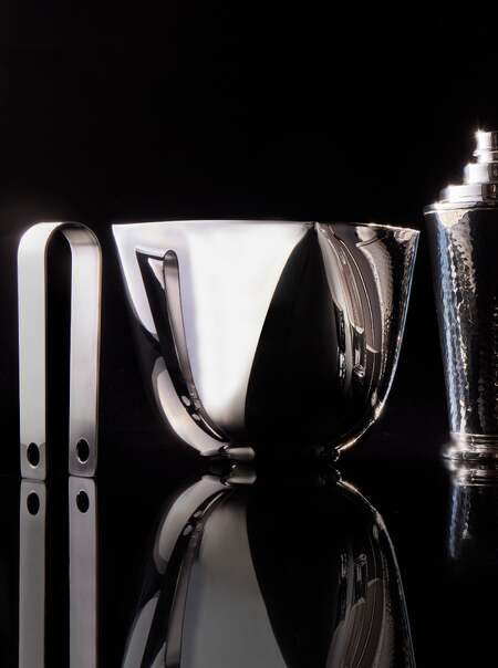 Silver-Plated Ice Bucket with Tongs