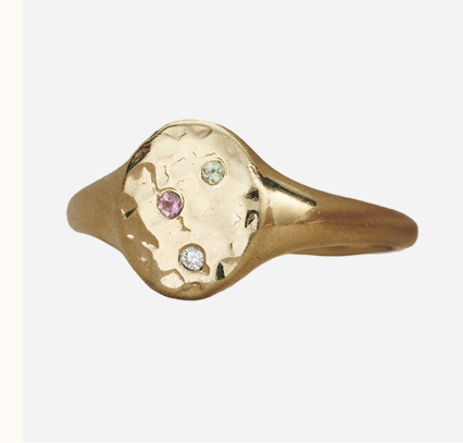 Personalised Confetti Birthstone Signet Ring