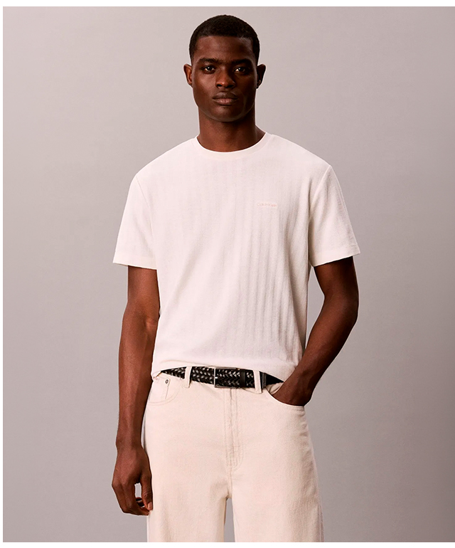 Playera Rayas Calvin Klein Texturizada Hombre Blanco