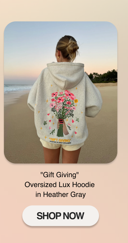 "Gift Giving" Oversized Lux Hoodie in Heather Gray