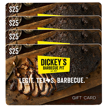 Dickey's Barbecue Four Restaurant $25 eGift Cards ($100 Value)