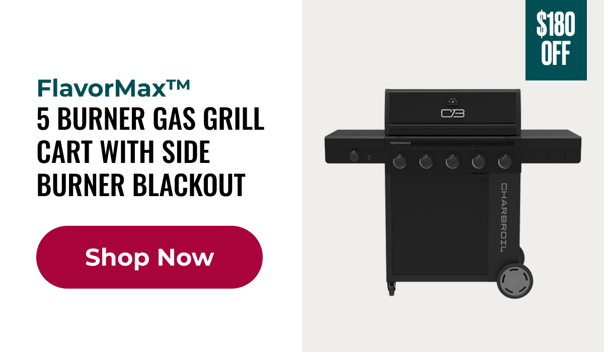 Flavormax™  5 Burner Gas Grill Cart with Side Burner Blackout