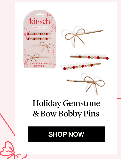 Holiday Gemstone & Bow Bobby Pins