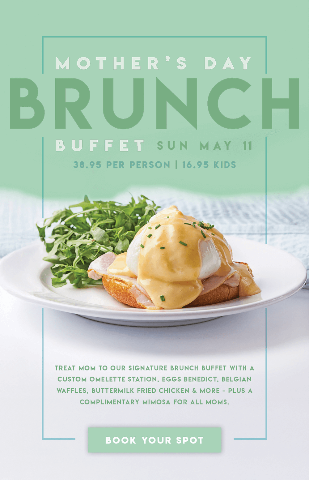 a poster for mothers day brunch with brunch buffet sun may 11