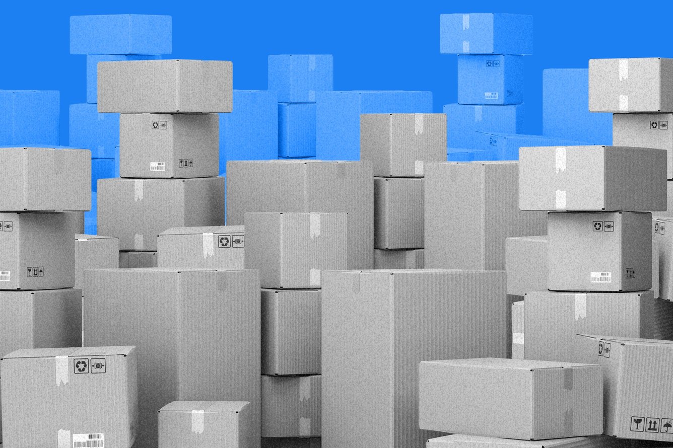 Stacks of cardboard shipping boxes
