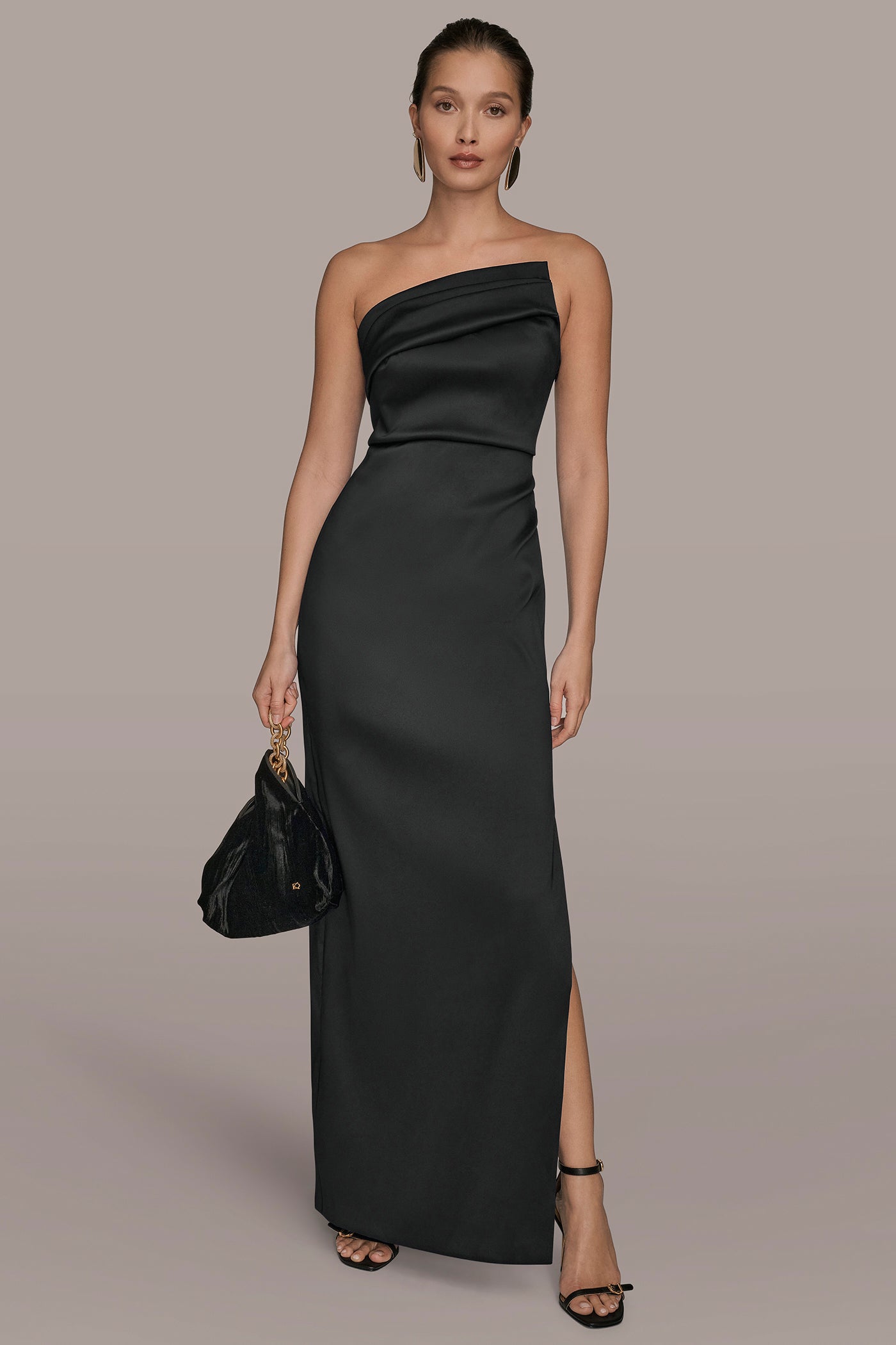 Image of MIKADO STRAPLESS HIGH-SPLIT GOWN
