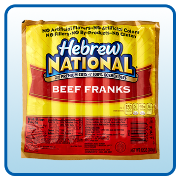 Hebrew National 100% Kosher Beef Franks, 4/12 oz Package