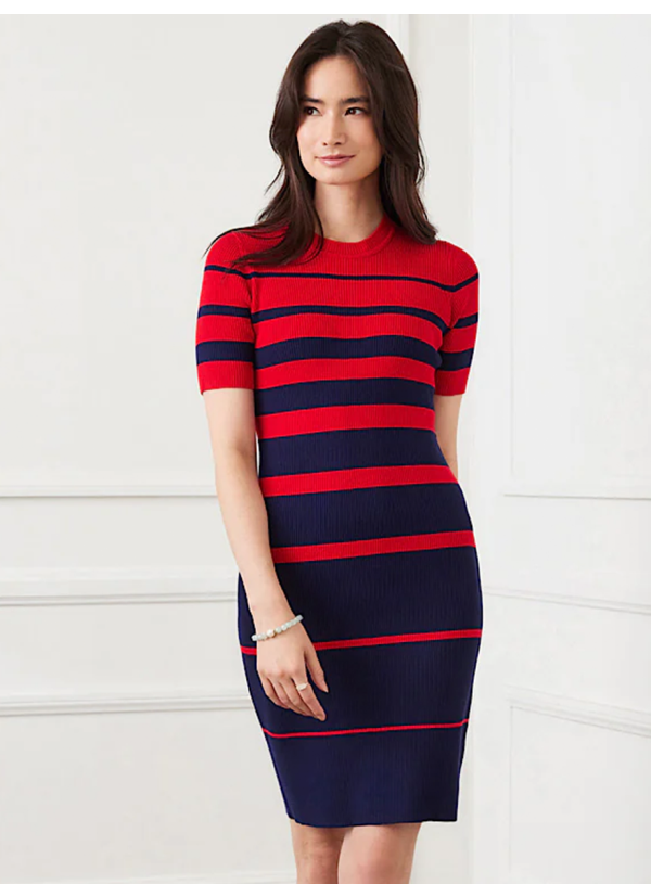 Stripe Ribbed Sweater Dress