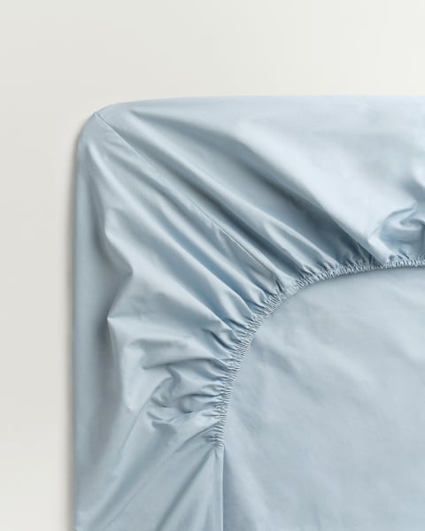 Image of Percale Fitted Sheet – Shirt Blue