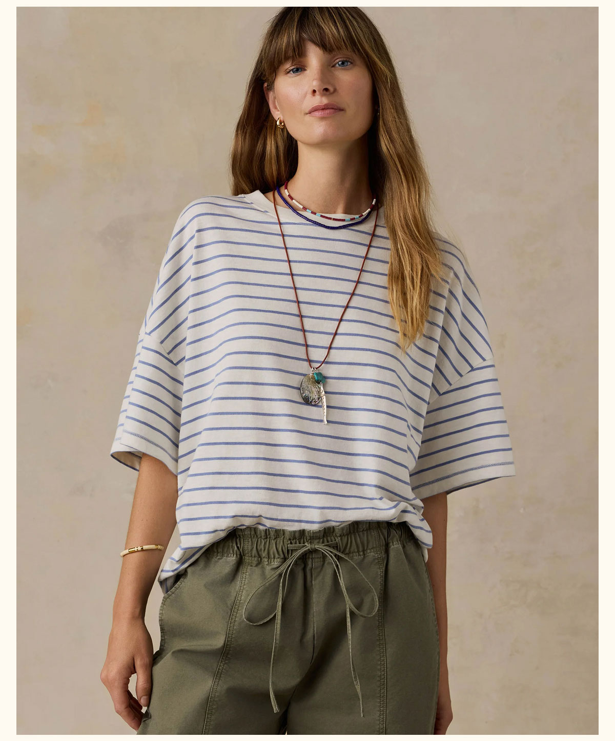 Sunwashed Boyfriend Tee - Ocean Dusk Stripe