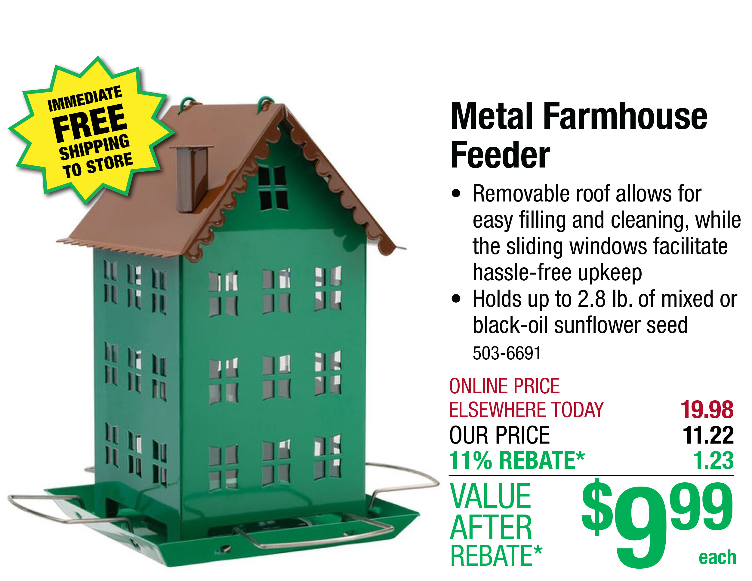 Metal Farmhouse Feeder - ONLY $9.99 After Rebate*!