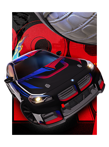 Art for Rocket League featuring a new BMW car body to promote Season 22.