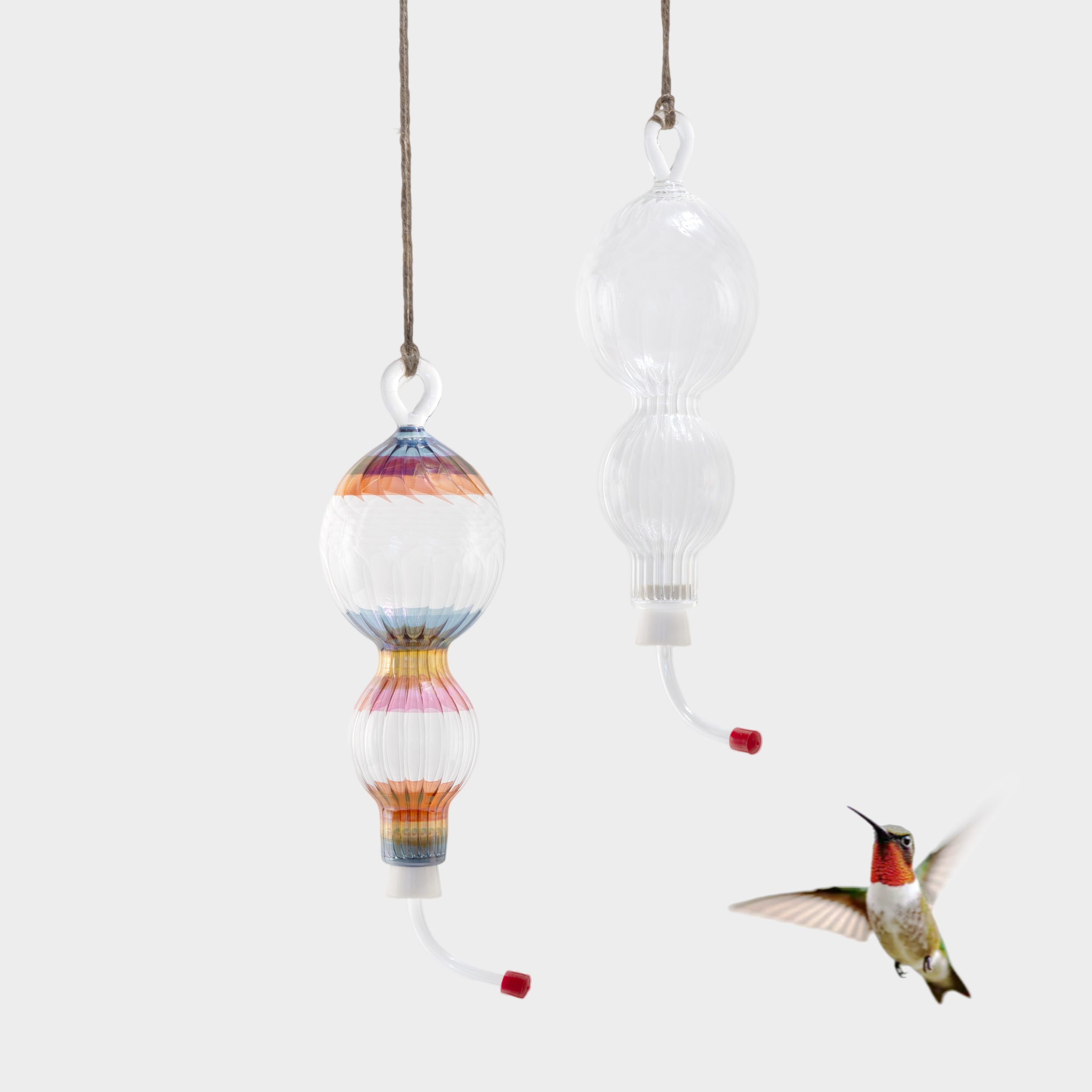 Image of Blown Glass Hummingbird Feeder
