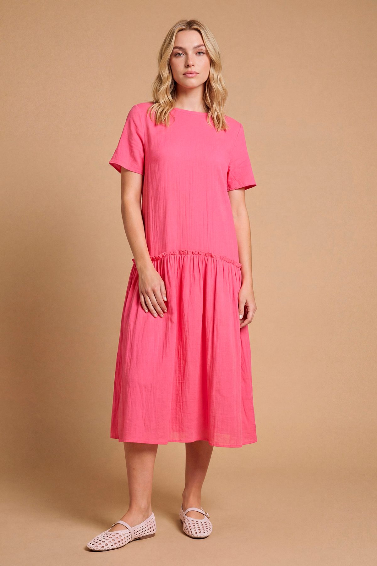 Dropped Waist Tshirt Midi Dress