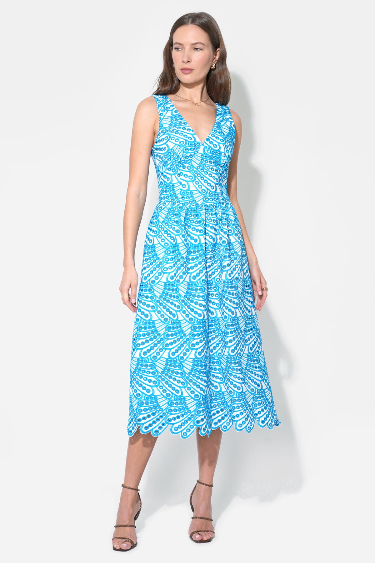 Image of Joanna Corset Embroidery Midi Dress