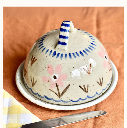 Ceramic Floral Butter Dish