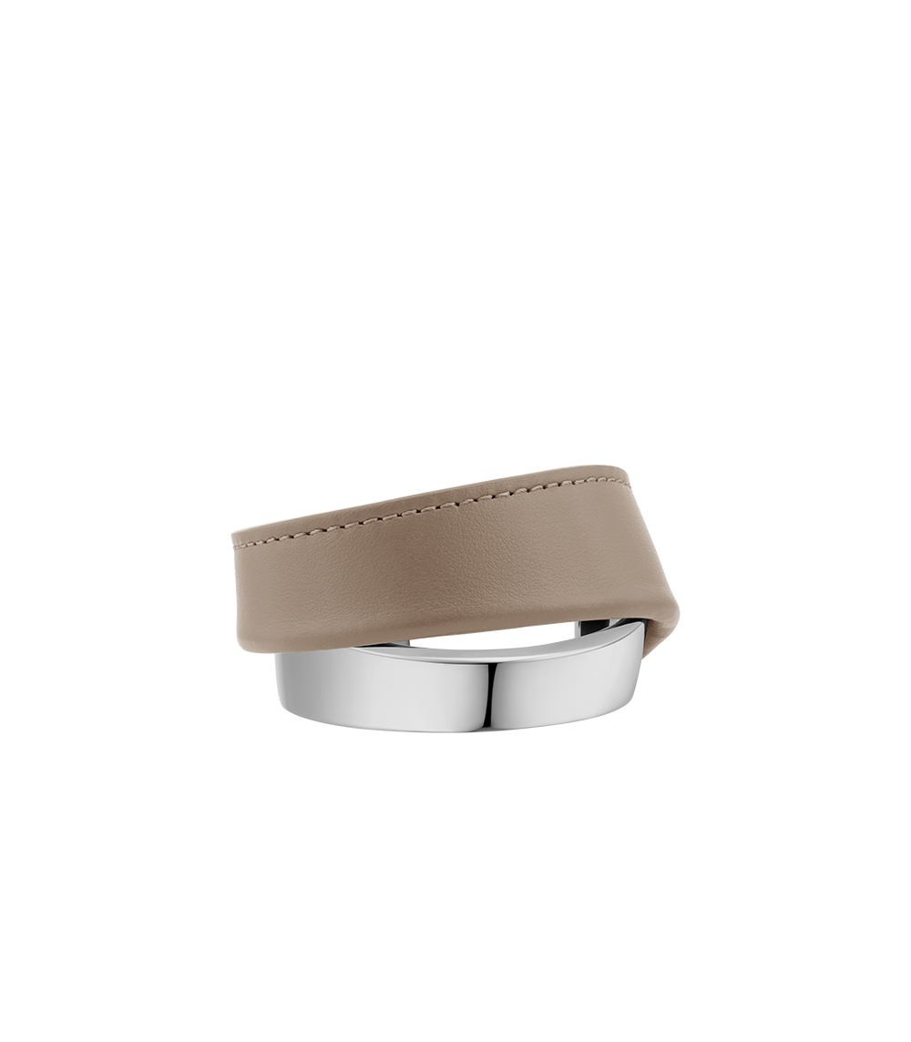 Image of Manchette Ormé - Argentée Cuir Taupe
