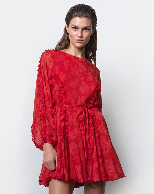 Kara Print Long Sleeve Flared Mini Dress