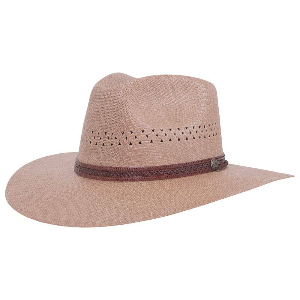 Image of Barcelona | Mens Tan Wide Brim Firm Straw Sun Hat