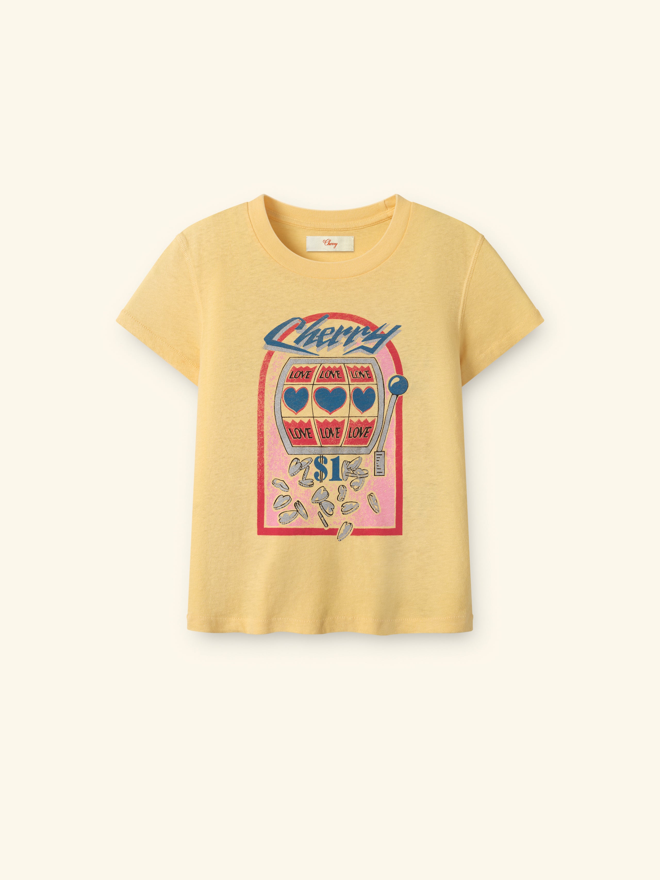 Image of Women's Slot Machine Fitted Baby Tee (Butter Yellow)