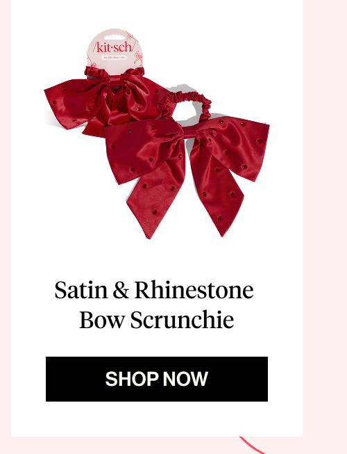 Satin & Rhinestone  Bow Scrunchie