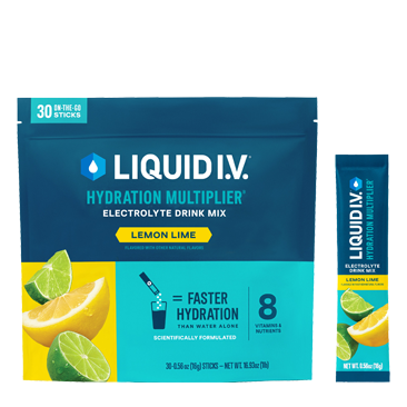 Liquid I.V. Hydration Multiplier, 30 Individual Serving Stick Packs in Resealable Pouch, Lemon Lime